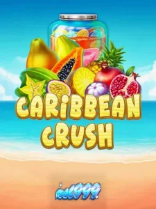 Tampilan visual slot Caribbean Crush dengan tema tropis yang cerah dan simbol buah-buahan eksotis.